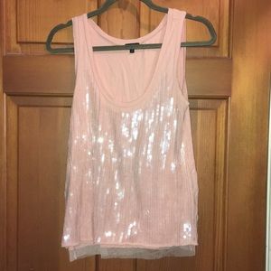 Light pink sequined shortsleeved top